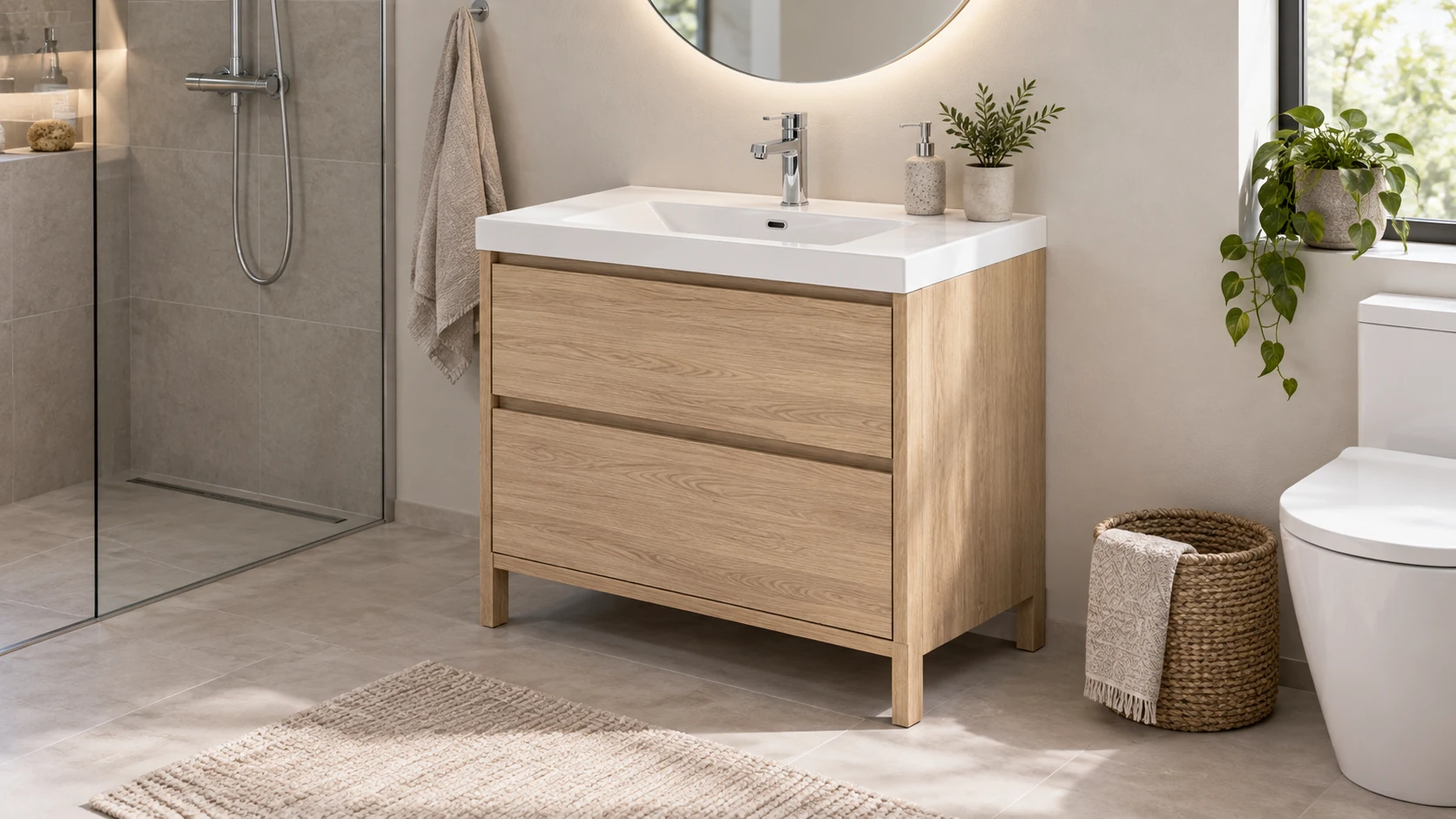 Vanity cabinet with ceramic sink