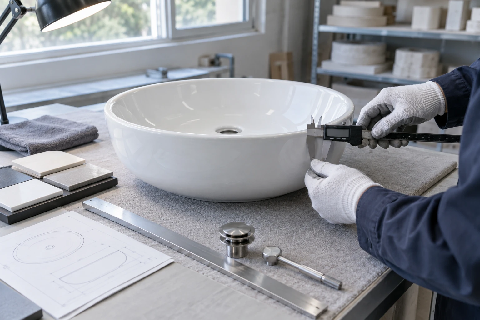 Ceramic basin measurement and quality check