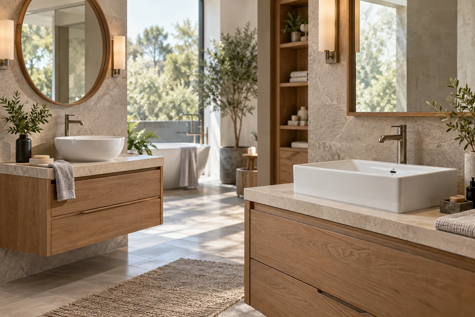 Round and rectangular ceramic sinks in a retail comparison
