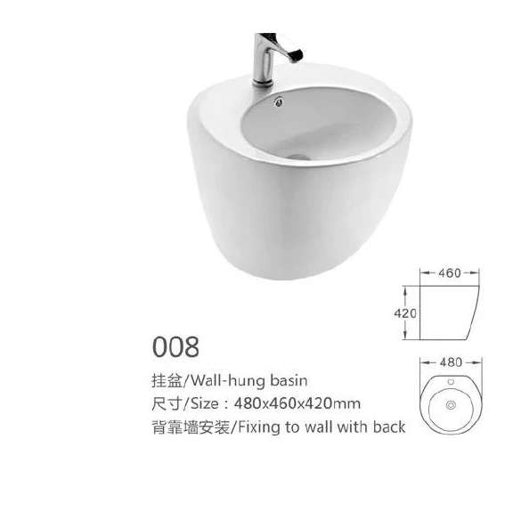 Weißwand-Hung Keramikbecken - Modell 008 mit Produktinformationen