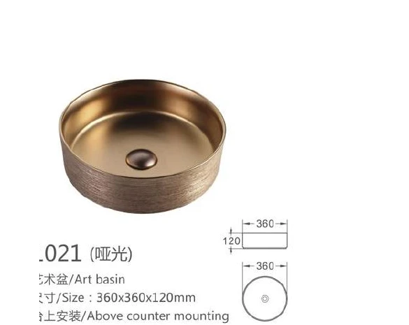 Metallic Round Ceramic Art Basin - Model 1021 with product information