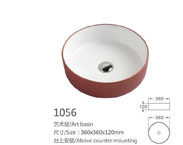 Cuenca de Arte Cerámica Red Round - Modelo 1056 con información de producto