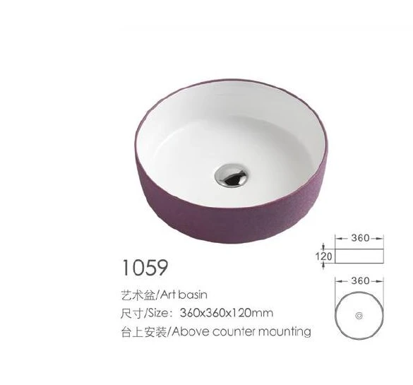 Purple Round Ceramic Art Basin - Modell 1059 mit Produktinformationen