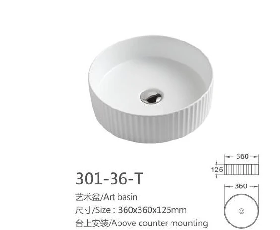 Base de arte de cerámica redonda blanca - Modelo 301-36-T con información de producto