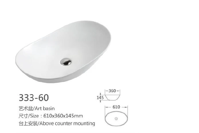 White Special Shape Ceramic Art Basin - Modelo 333-60 con información del producto