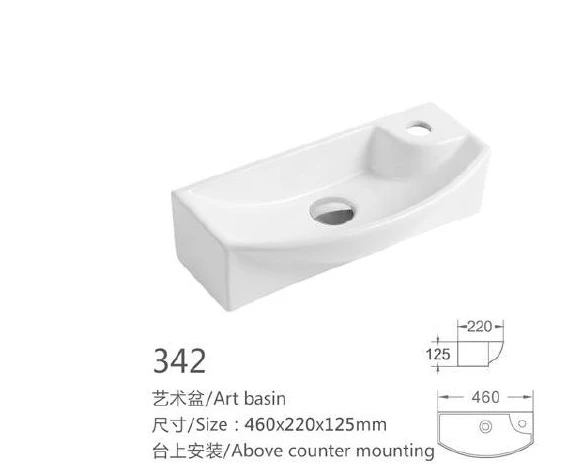White Special Shape Ceramic Art Basin - Modelo 342 con información del producto