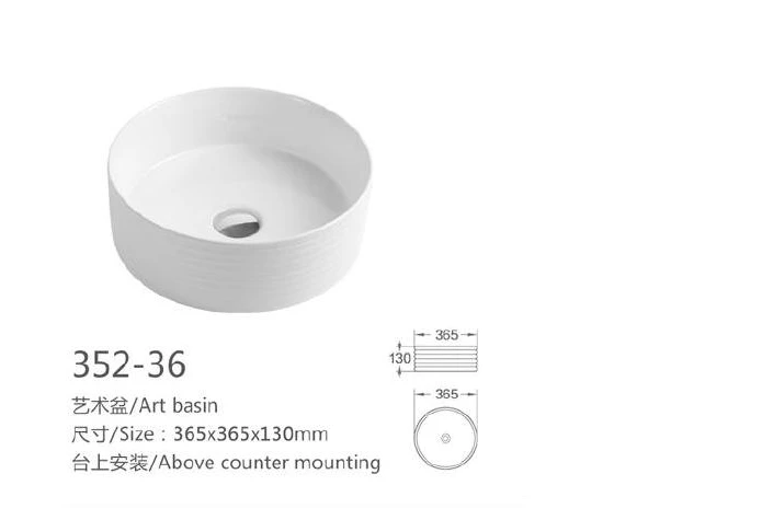Weißes rundes Keramik-Kunstbecken - Modell 352-36 mit Produktinformationen