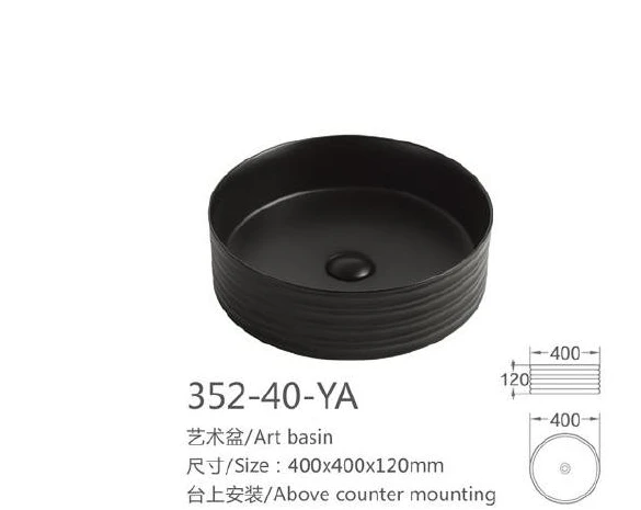 Black Round Ceramic Art Basin - Modell 352-40-YA mit Produktinformationen