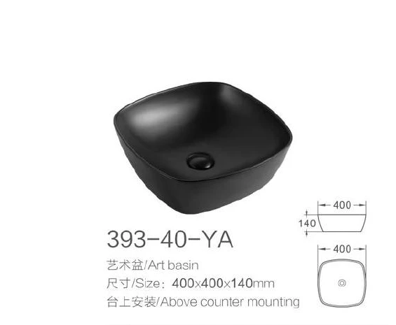 Black Round Ceramic Art Basin - Modell 393-40-YA mit Produktinformationen