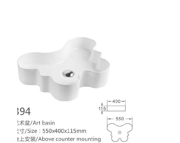 Weißes Spezialform-Keramik-Kunstbecken - Modell 394 mit Produktinformationen