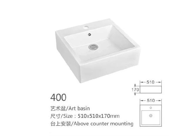 White Square Keramik-Kunstbecken - Modell 400 mit Produktinformationen