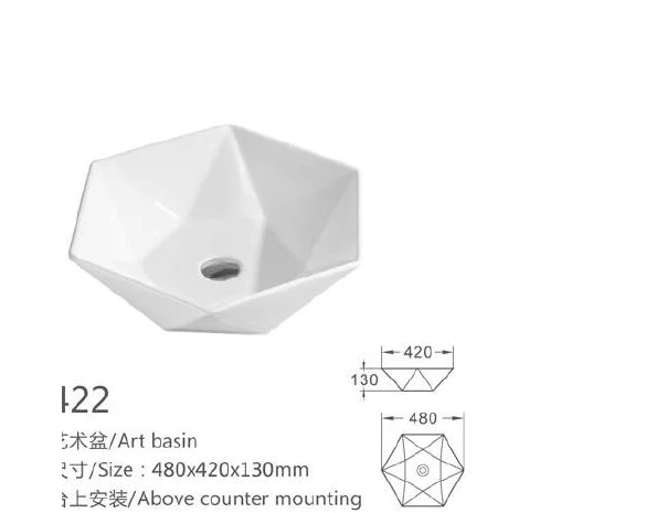 Weißes Spezialform-Keramik-Kunstbecken - Modell 422 mit Produktinformationen