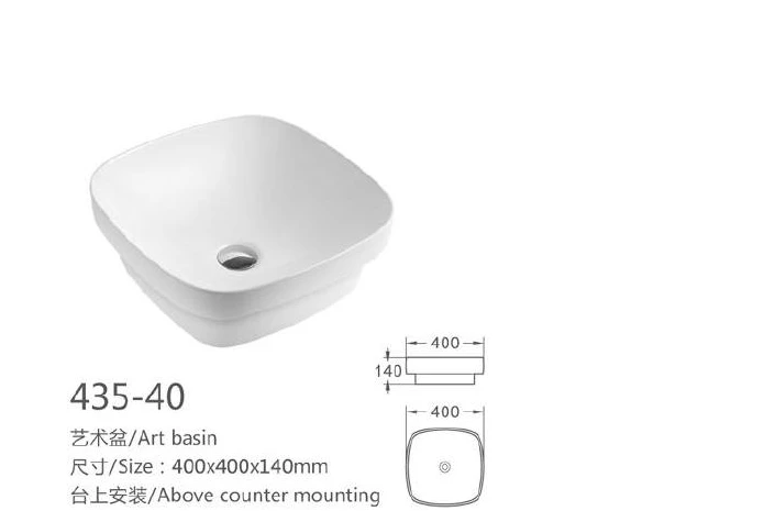 White Round Ceramic Art Basin - Modèle 435-40 avec l'information du produit