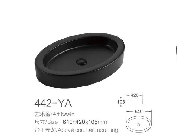 Black Oval Ceramic Art Basin - Modell 442-YA mit Produktinformationen