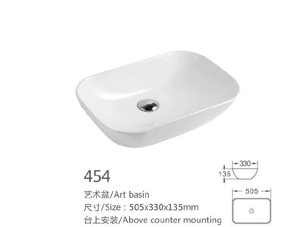 Weißes Spezialform-Keramik-Kunstbecken - Modell 454 mit Produktinformationen