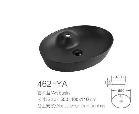 Black Oval Ceramic Art Basin - Modell 462-YA mit Produktinformationen