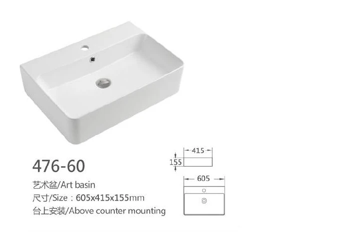 Base de arte de cerámica rectangular blanco - Modelo 476-60 con información del producto