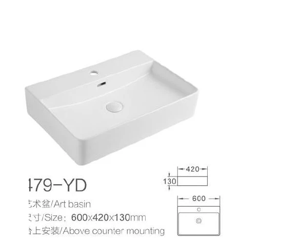 Base de arte de cerámica rectangular blanco - Modelo 479-YD con información del producto