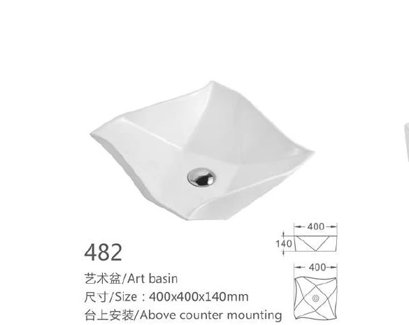 White Special Shape Ceramic Art Basin - Modelo 482 con información del producto