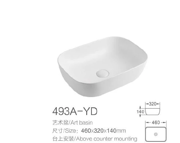 White Rectangulaire Ceramic Art Basin - Modèle 493A-YD avec l'information du produit