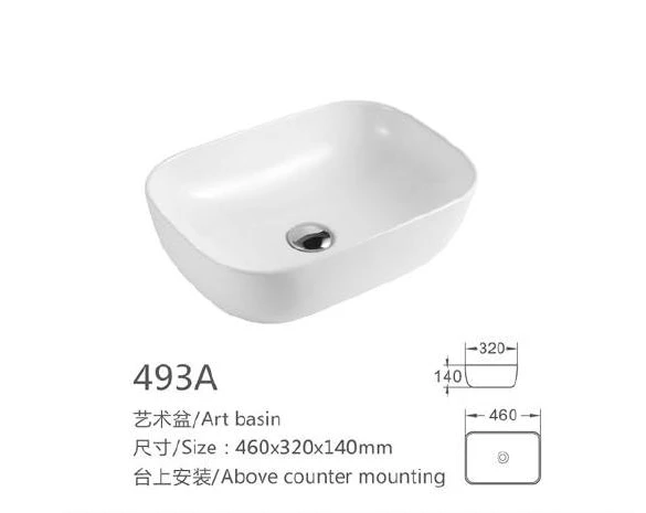 Base de arte de cerámica rectangular blanco - Modelo 493A con información del producto