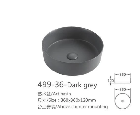 Dark Grey Round Keramik-Kunstbecken - Modell 499-36-Darkgrey mit Produktinformationen