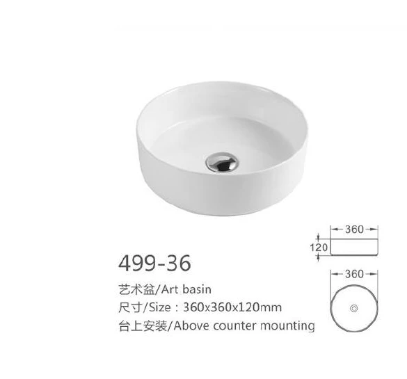 Base de arte de cerámica redonda blanca - Modelo 499-36 con información de producto