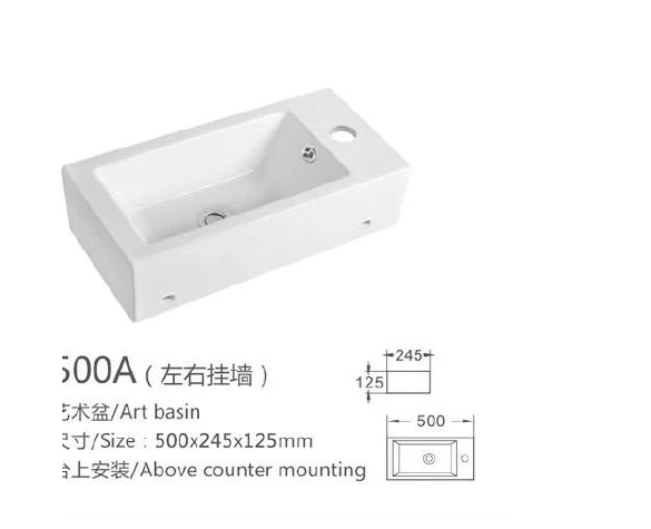 Weißwand-Hung Keramikbecken - Modell 500A mit Produktinformationen