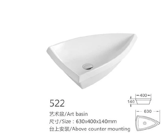 White Special Shape Ceramic Art Basin - Modelo 522 con información del producto
