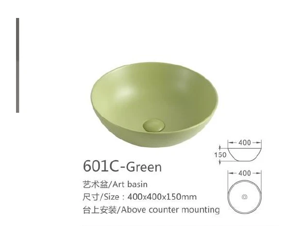 Bassin d'art en céramique verte ronde - Modèle 601C-Green avec l'information du produit