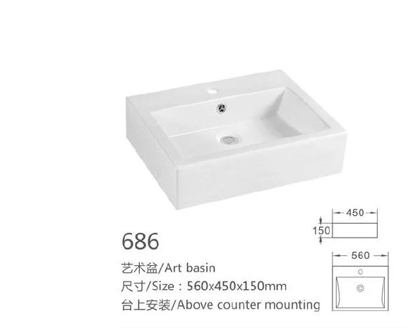 Base de arte de cerámica rectangular blanco - Modelo 686 con información del producto