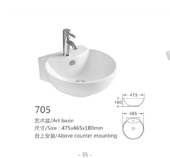 Base de cerámica de pared blanca - Modelo 705 con información de producto