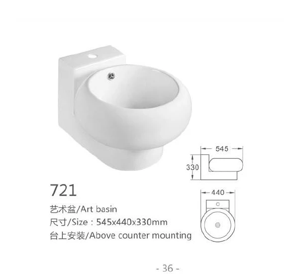 Weißwand-Hung Keramikbecken - Modell 721 mit Produktinformationen