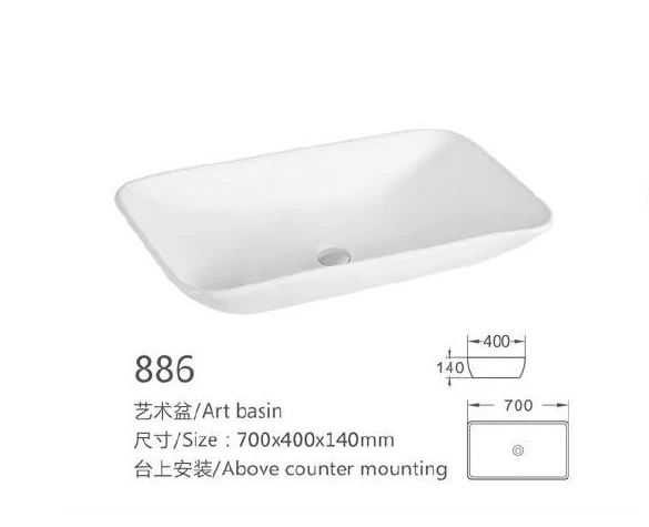 Base de arte de cerámica rectangular blanco - Modelo 886 con información del producto