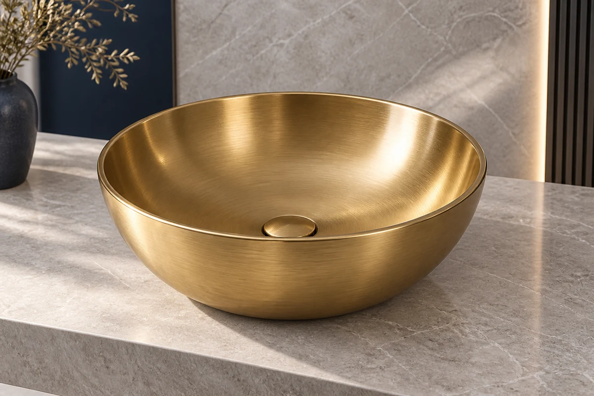 Metallic finish sink